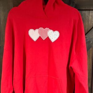 Hollister Red Hoodie with Heart Appliqués